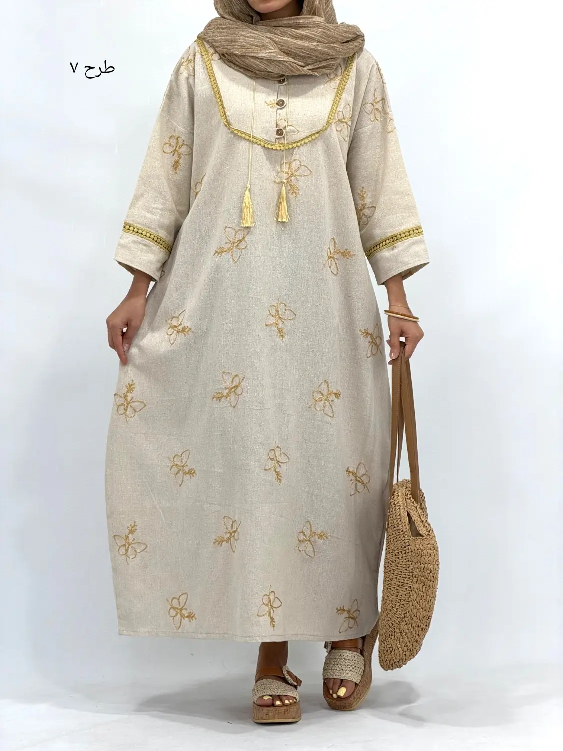 کفتان لینن گلدوزی ترک جان سو